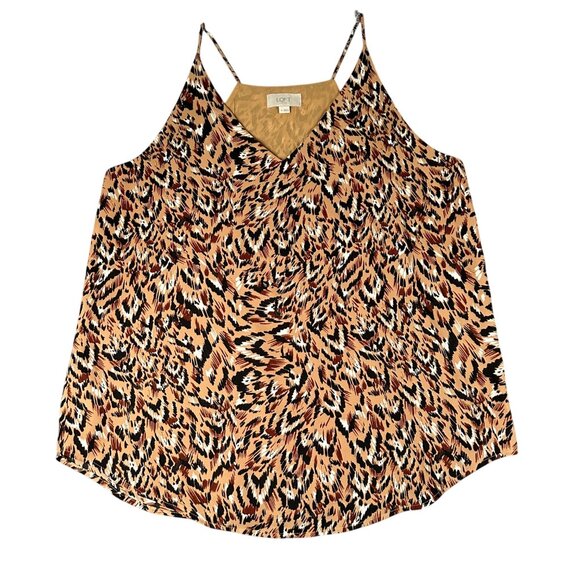 LOFT Outlet Womens M Brown V-Neck Spaghetti Strap Pullover Round Hem Tank Top - Picture 1 of 8